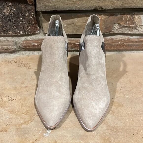 Sigerson Morrison Cathy Suede Point Toe Heeled Bootie - Picture 2 of 9